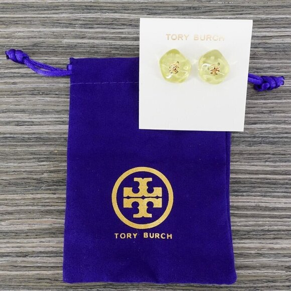 Tory Burch Resin Stud Earrings Green OS - Picture 10 of 12